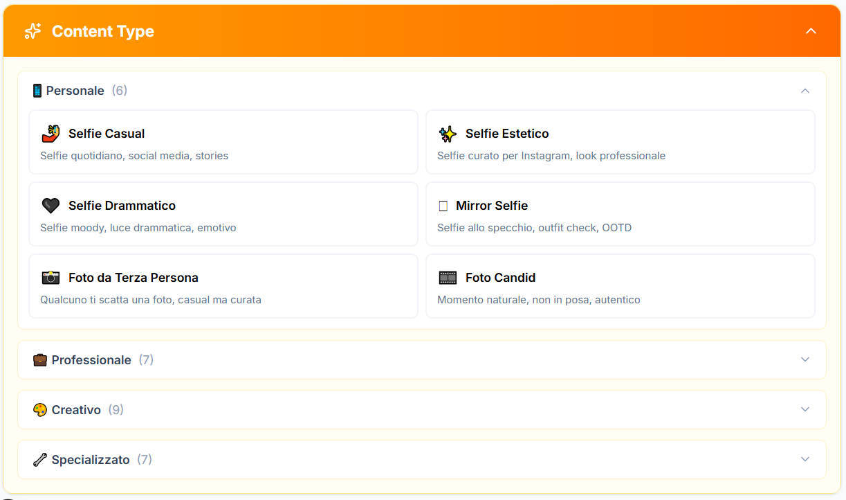 Content Type Presets